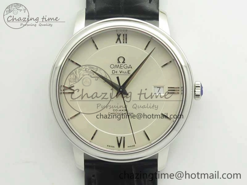 De Ville SS MK 1:1 Best Edition White Dial SS Markers On Leather Strap Miyota 9015 V SportInspired 8077