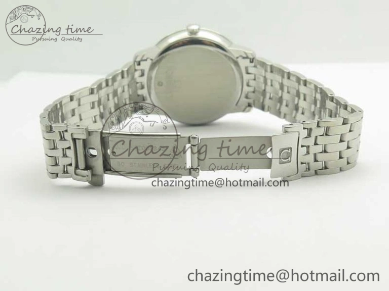 OnTrend De Ville SS RXW 1:1 Best Edition White Dial Blue Markers on SS Bracelet A2892 (Free Leather Strap) 8020