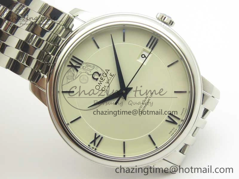 OnTrend De Ville SS RXW 1:1 Best Edition White Dial Blue Markers on SS Bracelet A2892 (Free Leather Strap) 8020