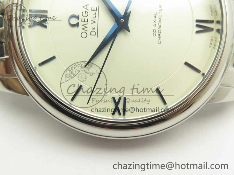 OnTrend De Ville SS RXW 1:1 Best Edition White Dial Blue Markers on SS Bracelet A2892 (Free Leather Strap) 8020