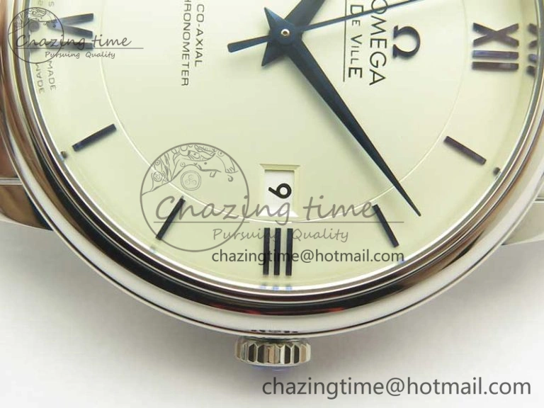 OnTrend De Ville SS RXW 1:1 Best Edition White Dial Blue Markers on SS Bracelet A2892 (Free Leather Strap) 8020
