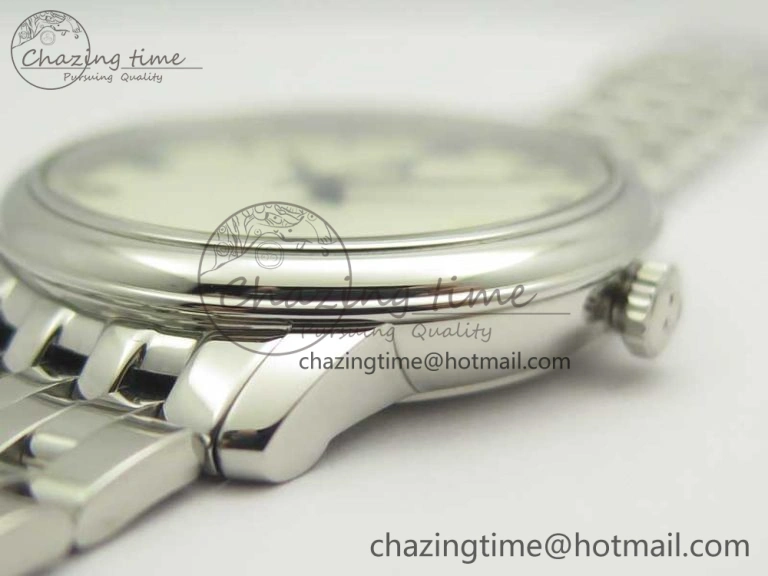 OnTrend De Ville SS RXW 1:1 Best Edition White Dial Blue Markers on SS Bracelet A2892 (Free Leather Strap) 8020