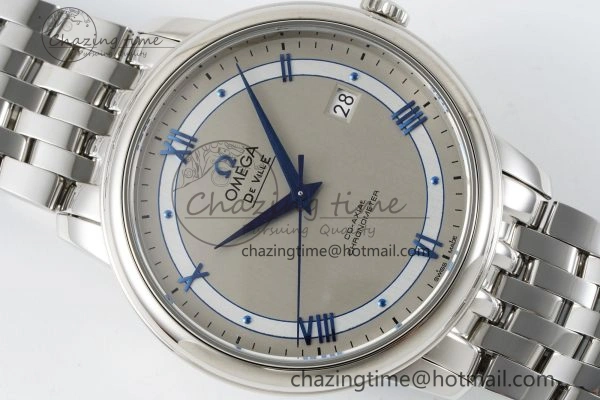 De Ville SS TWF 1:1 Best Edition Gray Dial Blue Markers on SS Bracelet MIYOTA SoftTouch 7843