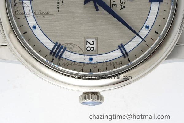 De Ville SS TWF 1:1 Best Edition Gray Dial Blue Markers on SS Bracelet MIYOTA SoftTouch 7843