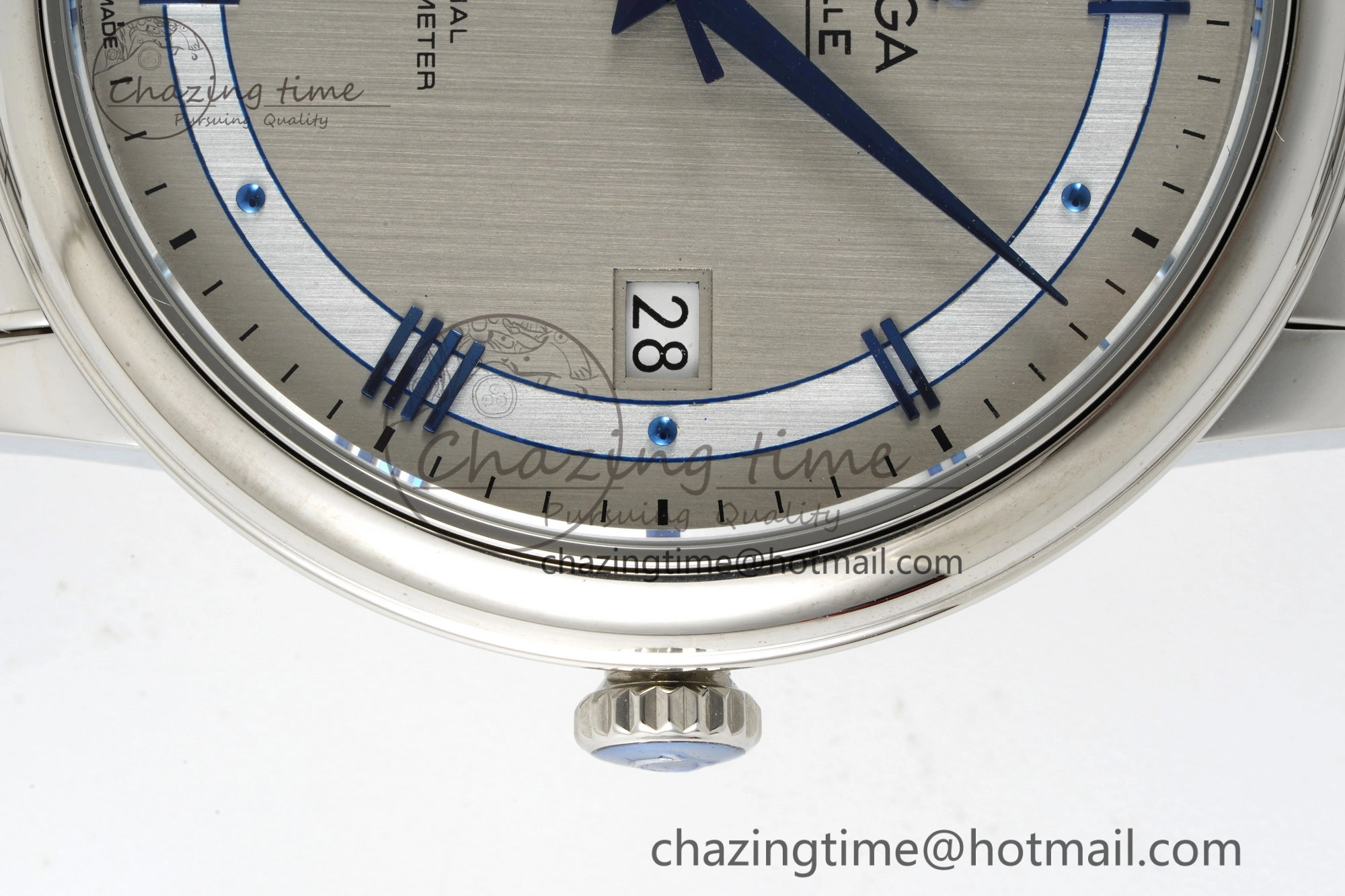 De Ville SS TWF 1:1 Best Edition Gray Dial Blue Markers on SS Bracelet MIYOTA SoftTouch 7843