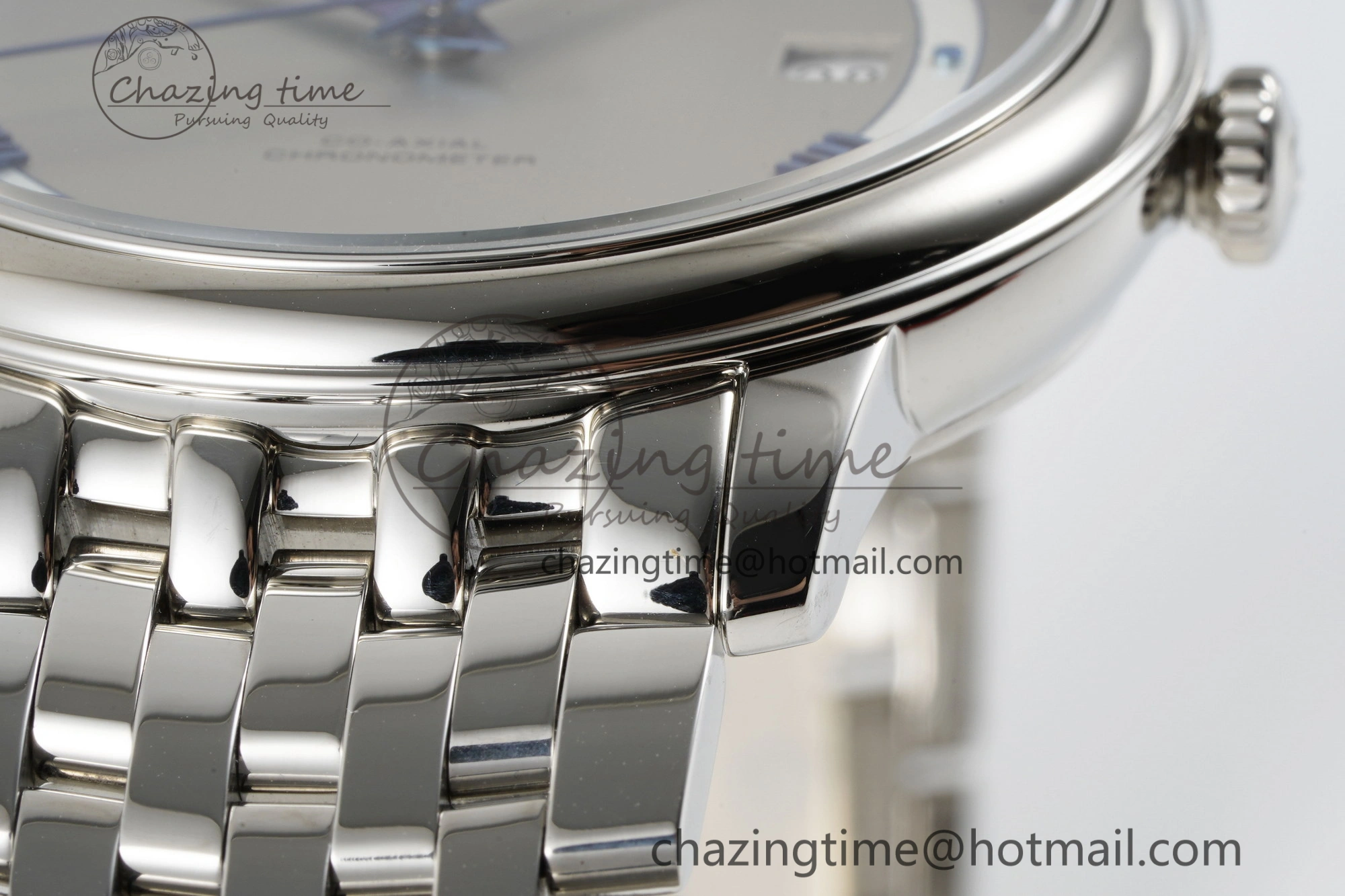 De Ville SS TWF 1:1 Best Edition Gray Dial Blue Markers on SS Bracelet MIYOTA SoftTouch 7843