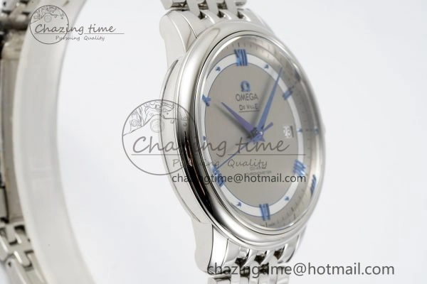 De Ville SS TWF 1:1 Best Edition Gray Dial Blue Markers on SS Bracelet MIYOTA SoftTouch 7843