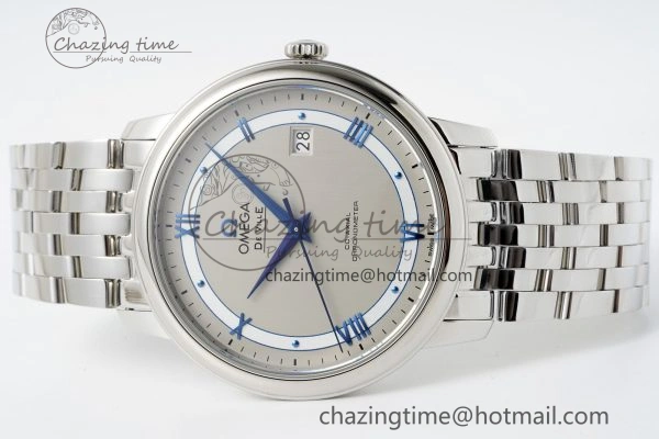 De Ville SS TWF 1:1 Best Edition Gray Dial Blue Markers on SS Bracelet MIYOTA SoftTouch 7843