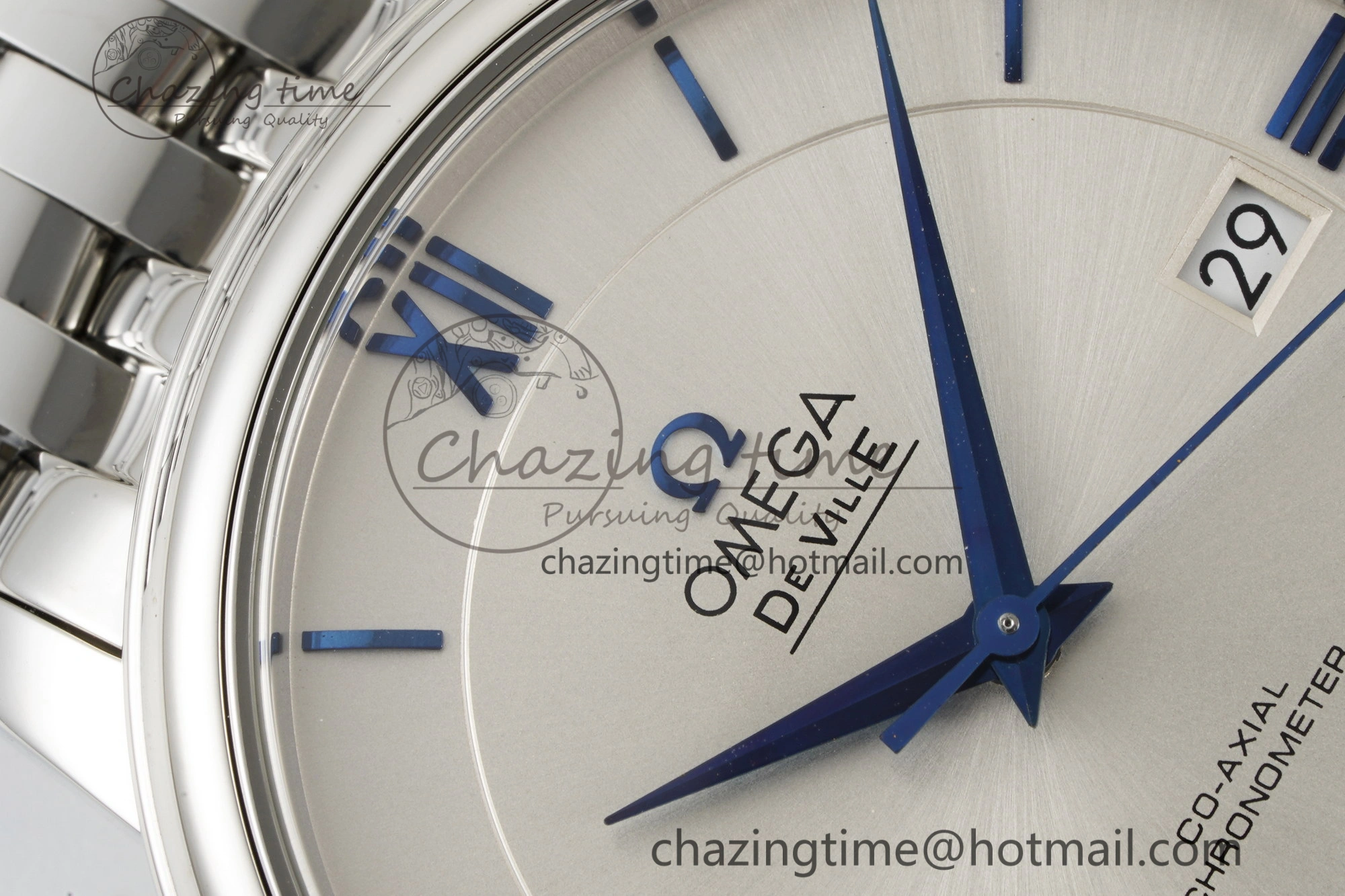 De Ville SS TWF 1:1 Best Edition White Dial Blue Markers on SS Bracelet MIYOTA SoftTouch 7837