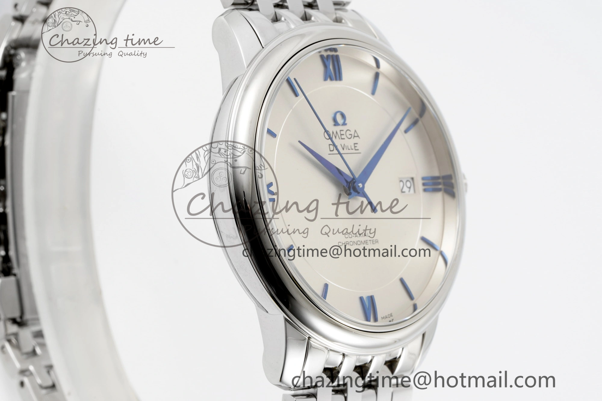 De Ville SS TWF 1:1 Best Edition White Dial Blue Markers on SS Bracelet MIYOTA SoftTouch 7837