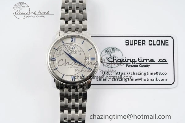 De Ville SS TWF 1:1 Best Edition White Dial Blue Markers on SS Bracelet MIYOTA SoftTouch 7837