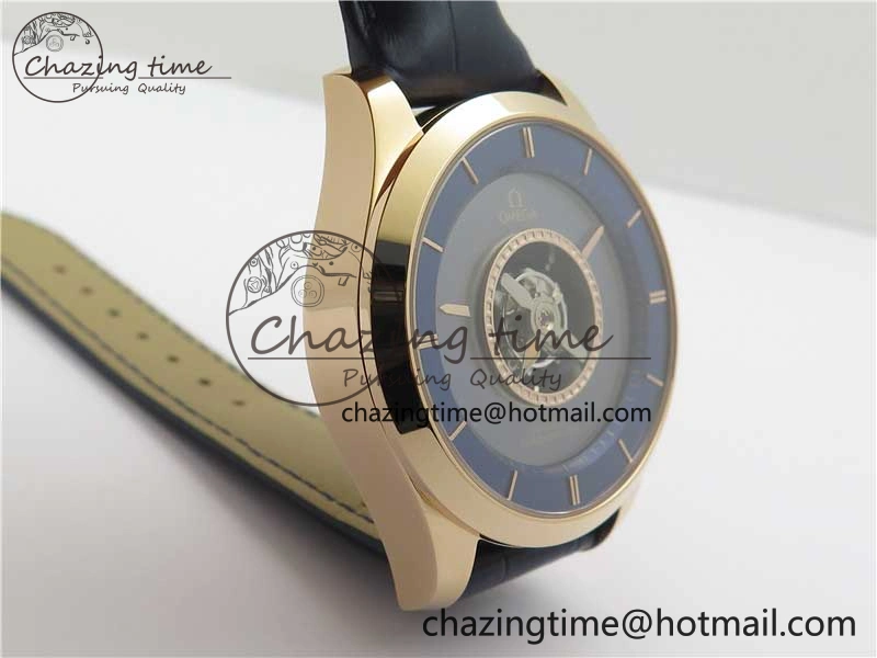 Packable De Ville Tourbillon RG MIF Best Edition Blue Dial on Blue Leather Strap 7876