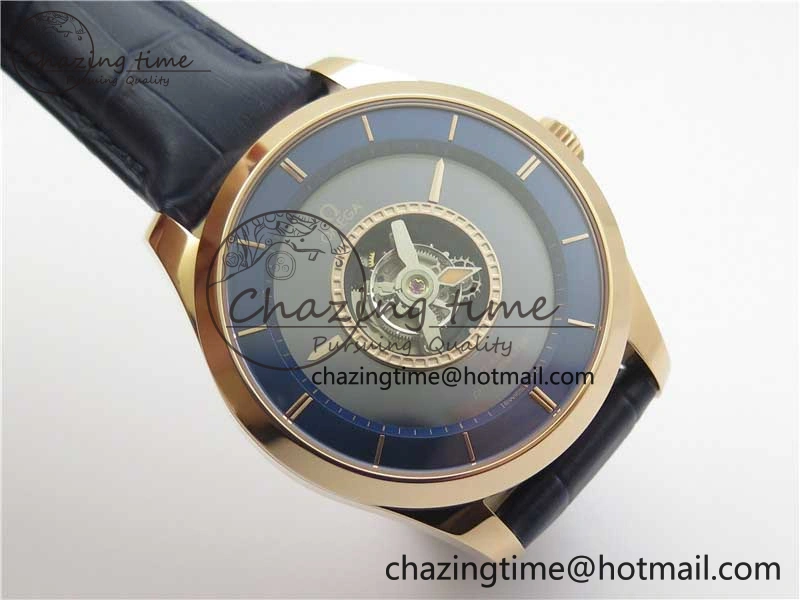 Packable De Ville Tourbillon RG MIF Best Edition Blue Dial on Blue Leather Strap 7876