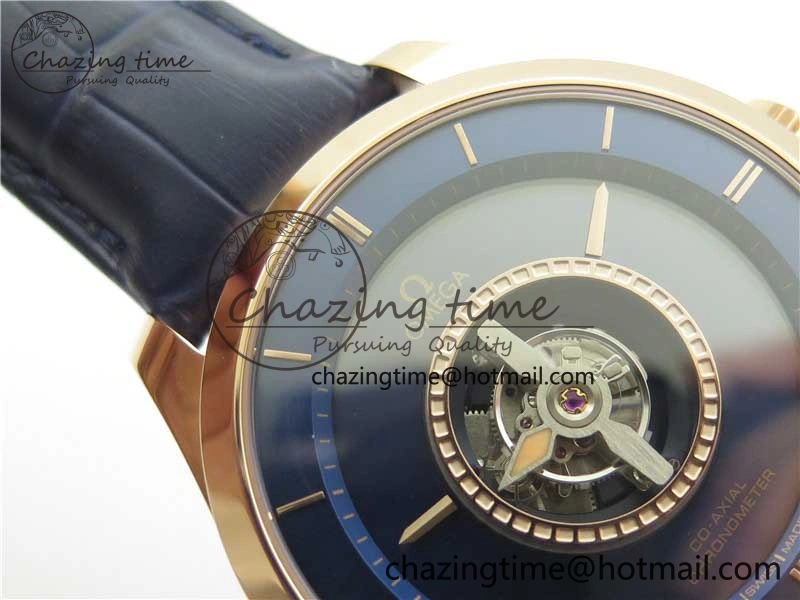 Packable De Ville Tourbillon RG MIF Best Edition Blue Dial on Blue Leather Strap 7876