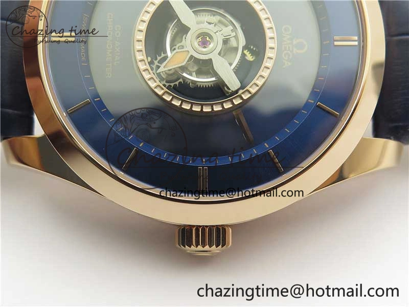 Packable De Ville Tourbillon RG MIF Best Edition Blue Dial on Blue Leather Strap 7876
