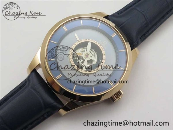 Packable De Ville Tourbillon RG MIF Best Edition Blue Dial on Blue Leather Strap 7876