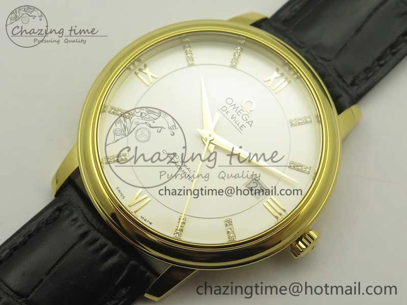 GoAnywhere De Ville YG MKF 1:1 Best Edition Silver Dial Diamonds Markers on Black Leather Strap MIYOTA 9015 V 8046
