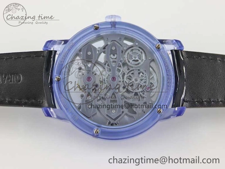 Efficient Debuts Quasar Tourbillon Blue Transparent Case RMF Best Edition on Black Leather Strap 6662