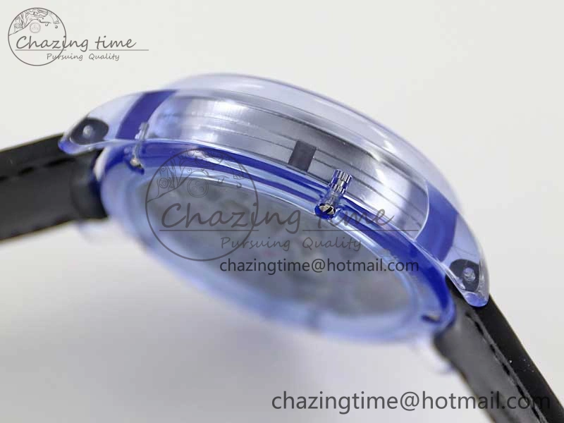 Efficient Debuts Quasar Tourbillon Blue Transparent Case RMF Best Edition on Black Leather Strap 6662