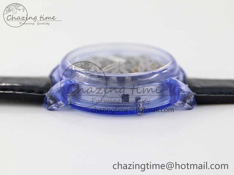 Efficient Debuts Quasar Tourbillon Blue Transparent Case RMF Best Edition on Black Leather Strap 6662