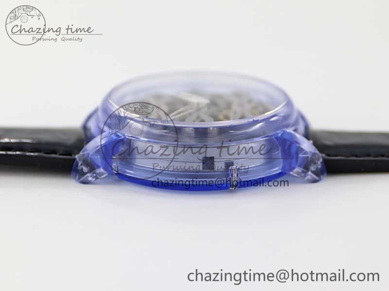 Efficient Debuts Quasar Tourbillon Blue Transparent Case RMF Best Edition on Black Leather Strap 6662