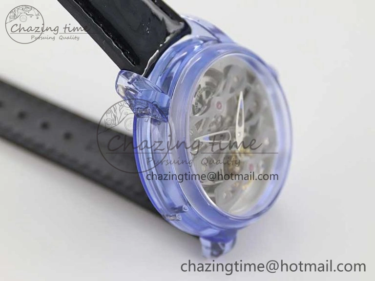 Efficient Debuts Quasar Tourbillon Blue Transparent Case RMF Best Edition on Black Leather Strap 6662
