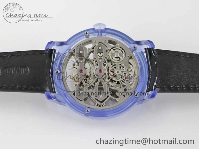 Efficient Debuts Quasar Tourbillon Blue Transparent Case RMF Best Edition on Black Leather Strap 6662