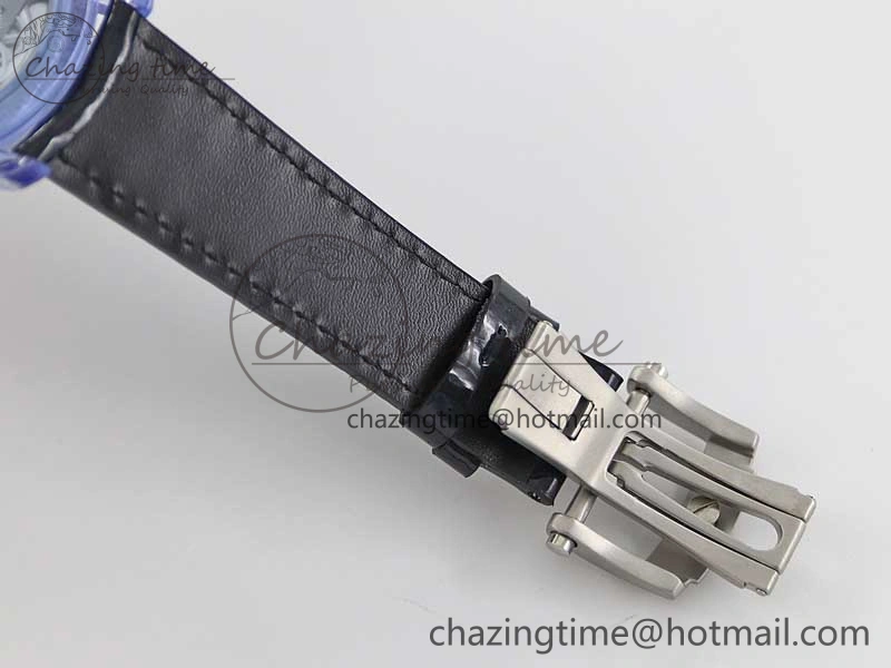 Efficient Debuts Quasar Tourbillon Blue Transparent Case RMF Best Edition on Black Leather Strap 6662
