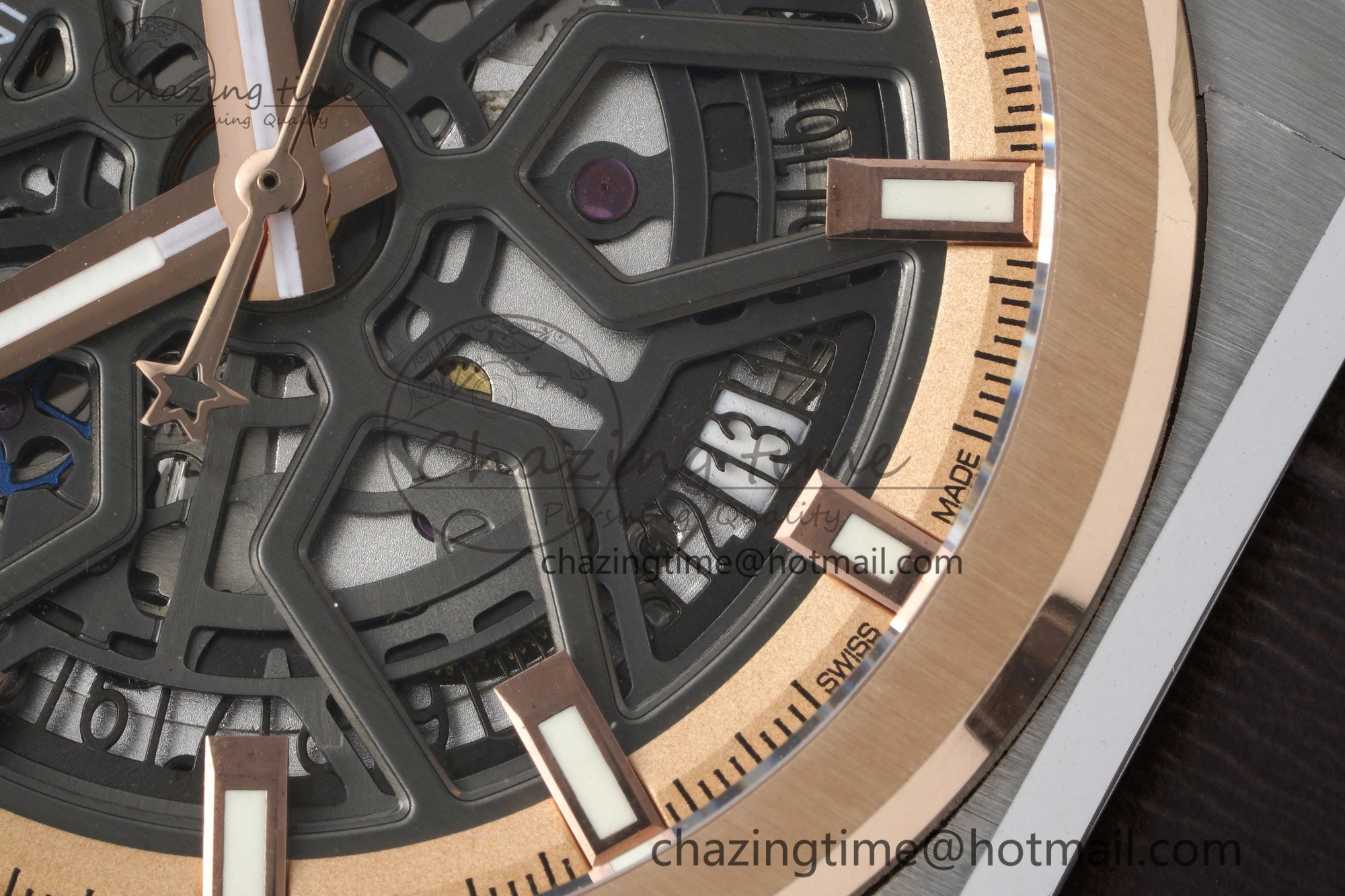 WellDesigned Defy  LF 1:1 Best Edition Skeleton Black Dial RG Bezel on Brown Gummy Strap A 10018