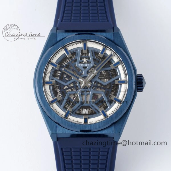 WellDesigned Defy  LF 1:1 Best Edition Skeleton Black Dial RG Bezel on Brown Gummy Strap A 10018