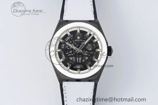 Bold Defy  LF 1:1 Best Edition Skeleton Black Dial White Bezel on White Gummy Strap A 10022