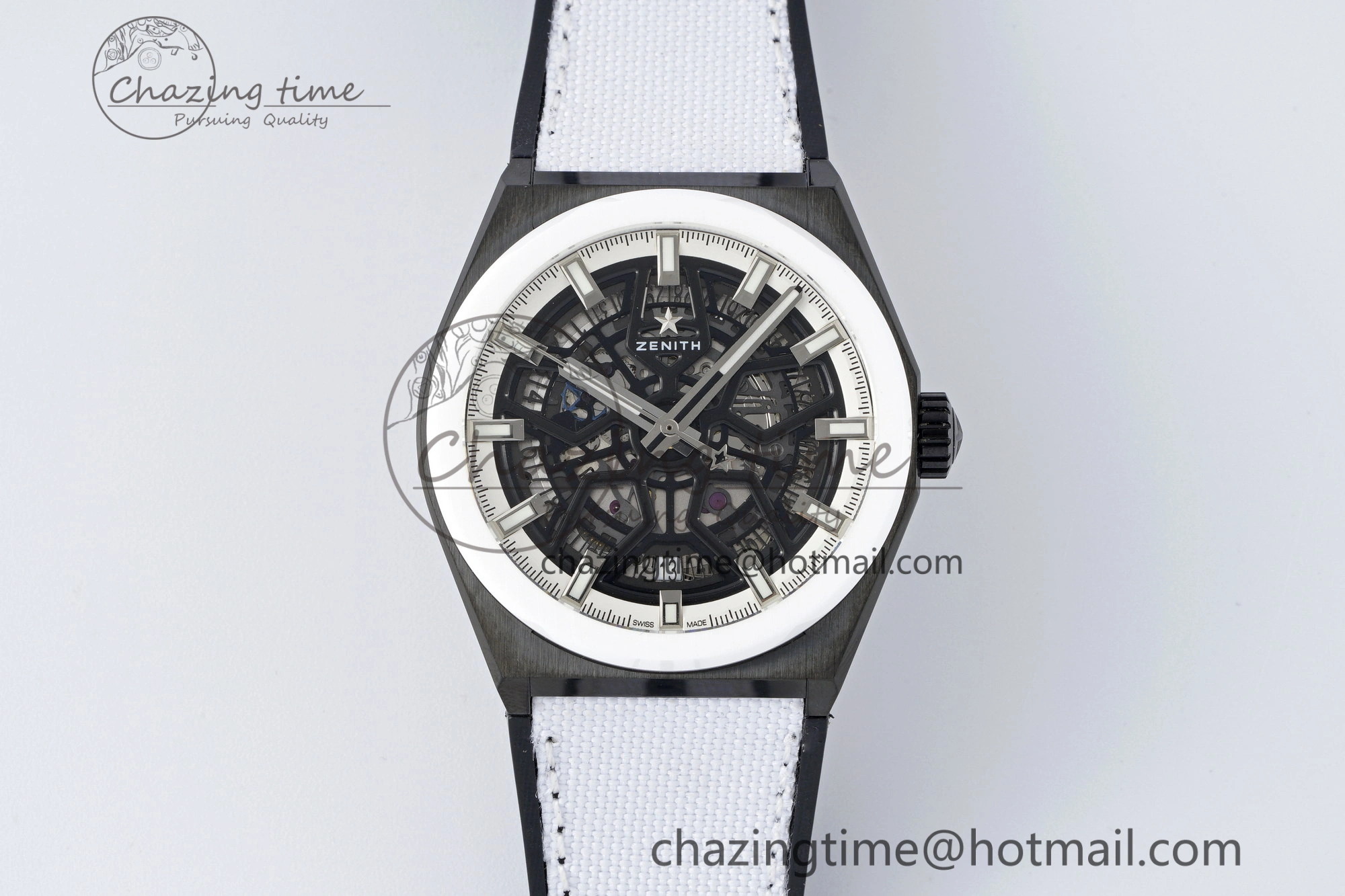Bold Defy  LF 1:1 Best Edition Skeleton Black Dial White Bezel on White Gummy Strap A 10022