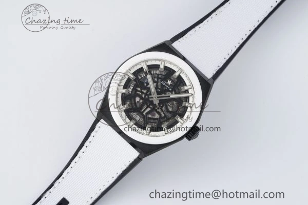 Bold Defy  LF 1:1 Best Edition Skeleton Black Dial White Bezel on White Gummy Strap A 10022