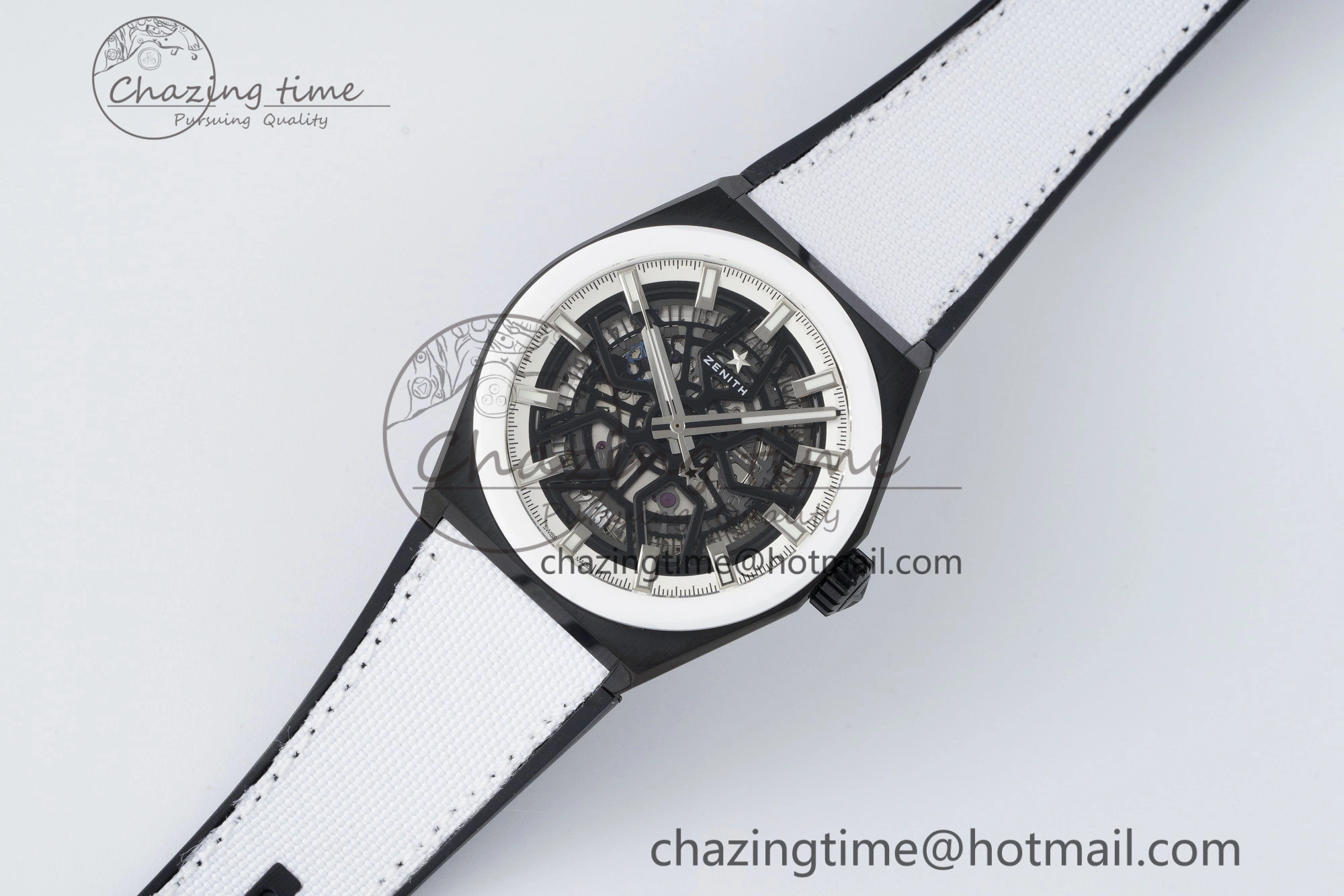 Bold Defy  LF 1:1 Best Edition Skeleton Black Dial White Bezel on White Gummy Strap A 10022