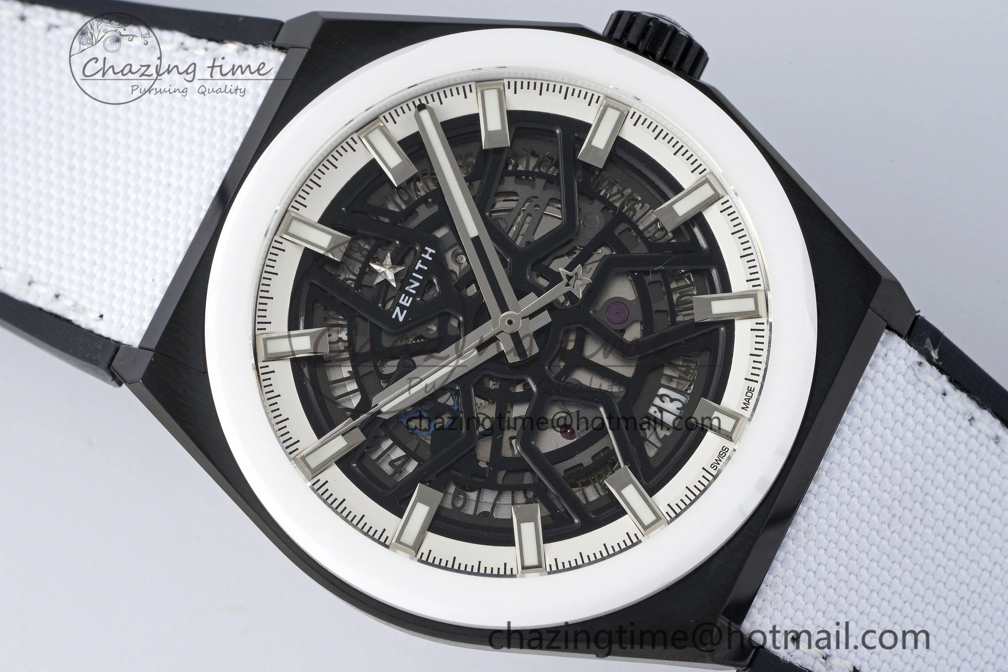 Bold Defy  LF 1:1 Best Edition Skeleton Black Dial White Bezel on White Gummy Strap A 10022
