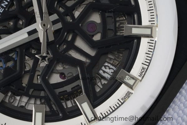 Bold Defy  LF 1:1 Best Edition Skeleton Black Dial White Bezel on White Gummy Strap A 10022