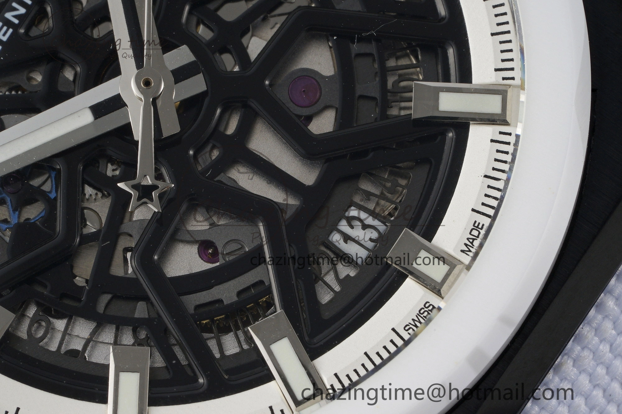 Bold Defy  LF 1:1 Best Edition Skeleton Black Dial White Bezel on White Gummy Strap A 10022