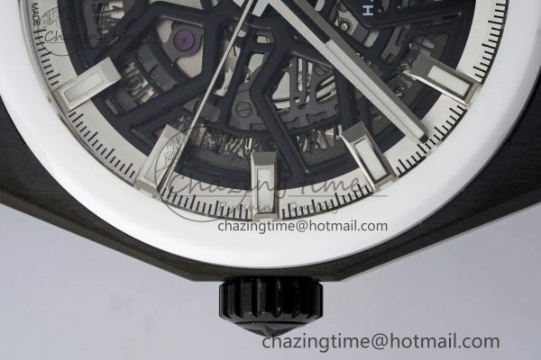 Bold Defy  LF 1:1 Best Edition Skeleton Black Dial White Bezel on White Gummy Strap A 10022