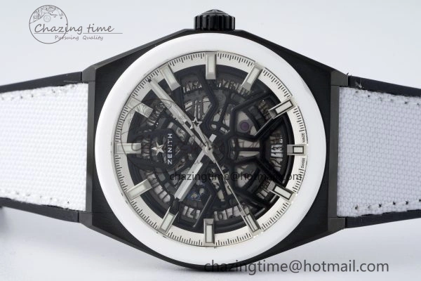 Bold Defy  LF 1:1 Best Edition Skeleton Black Dial White Bezel on White Gummy Strap A 10022