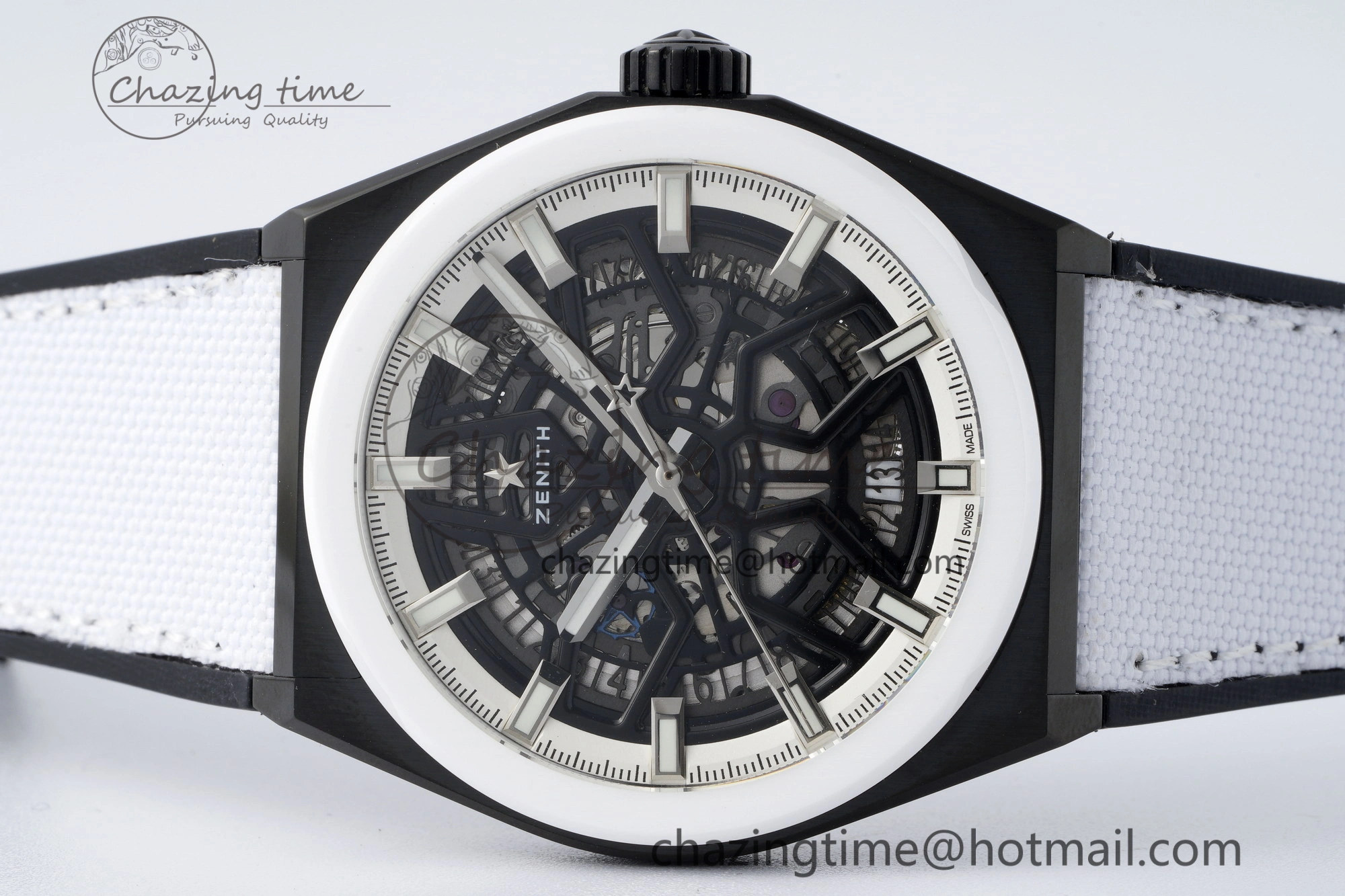 Bold Defy  LF 1:1 Best Edition Skeleton Black Dial White Bezel on White Gummy Strap A 10022