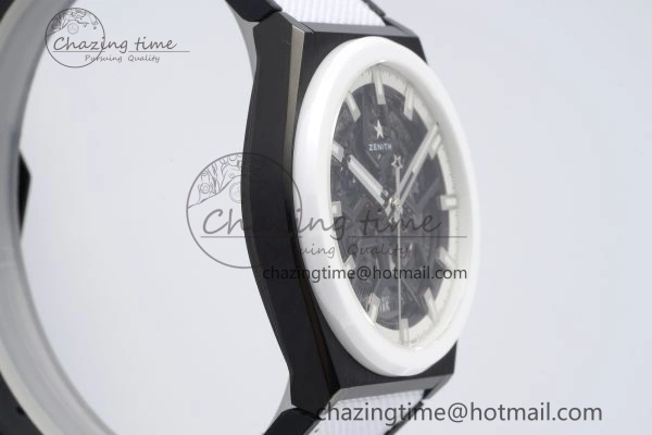 Bold Defy  LF 1:1 Best Edition Skeleton Black Dial White Bezel on White Gummy Strap A 10022