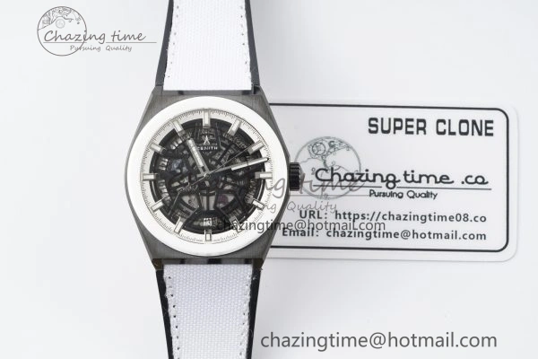 Bold Defy  LF 1:1 Best Edition Skeleton Black Dial White Bezel on White Gummy Strap A 10022