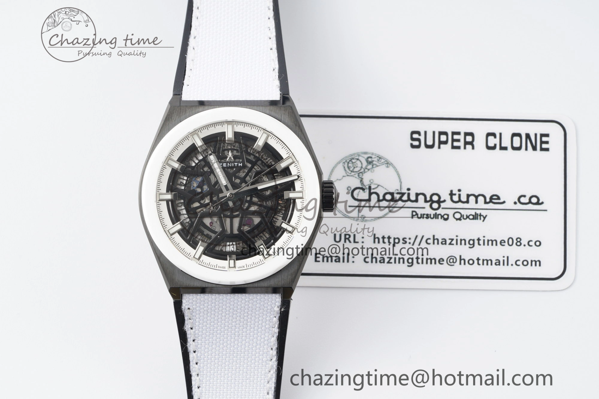 Bold Defy  LF 1:1 Best Edition Skeleton Black Dial White Bezel on White Gummy Strap A 10022