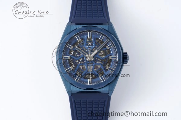 WellDesigned Defy  LF 1:1 Best Edition Skeleton Blue Dial Blue Bezel on Blue Rubber Strap A 10015