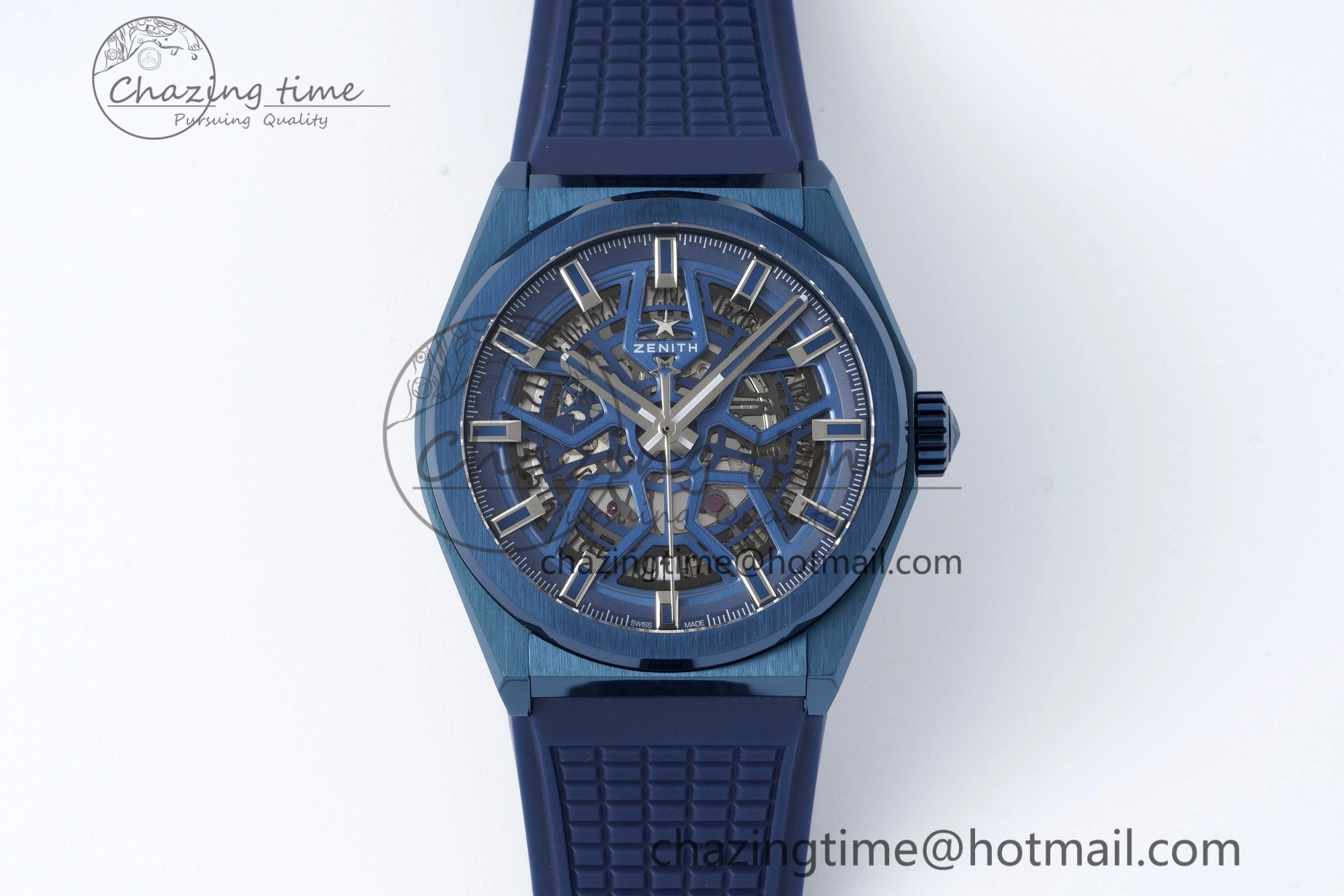 WellDesigned Defy  LF 1:1 Best Edition Skeleton Blue Dial Blue Bezel on Blue Rubber Strap A 10015