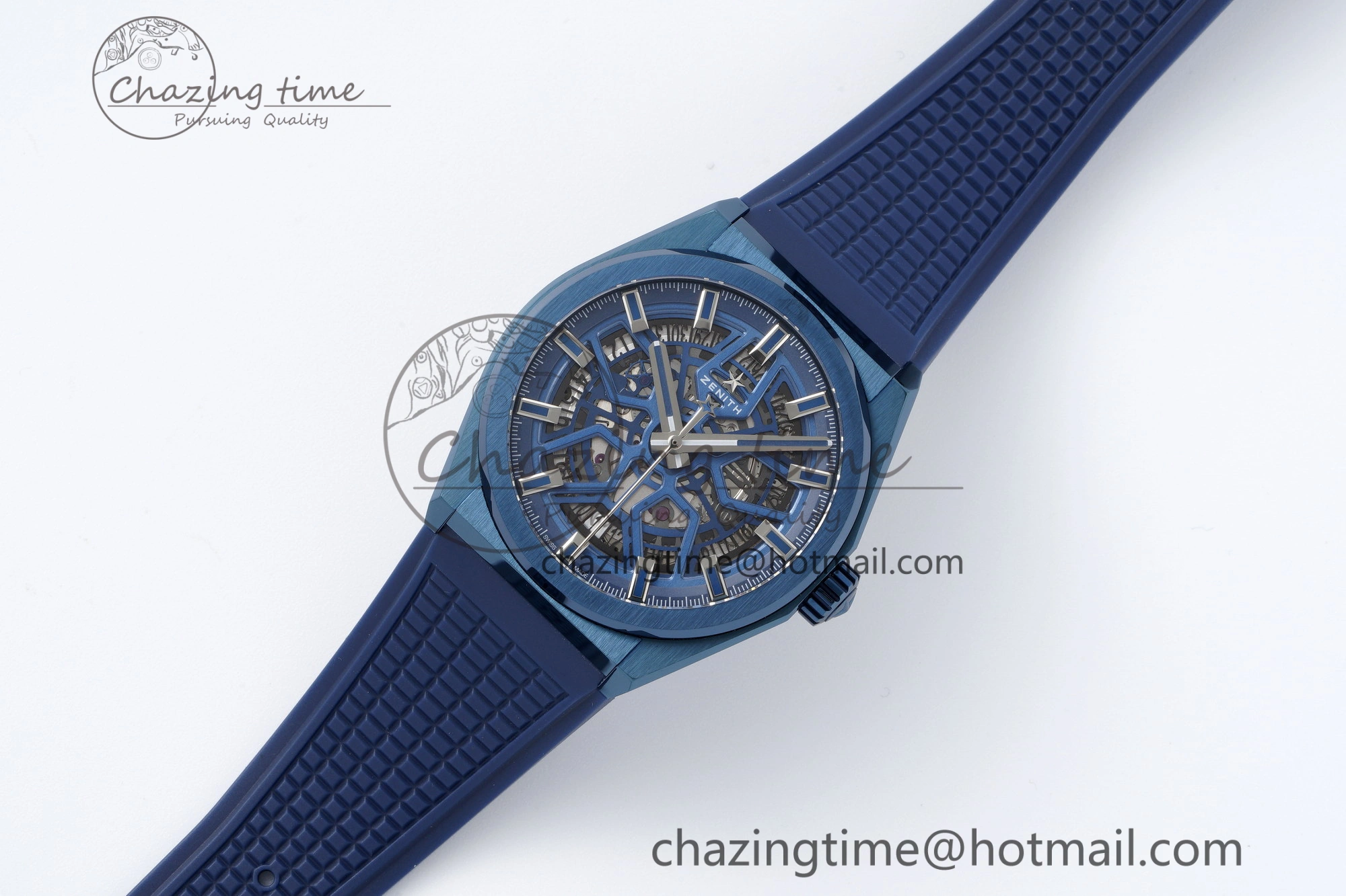 WellDesigned Defy  LF 1:1 Best Edition Skeleton Blue Dial Blue Bezel on Blue Rubber Strap A 10015