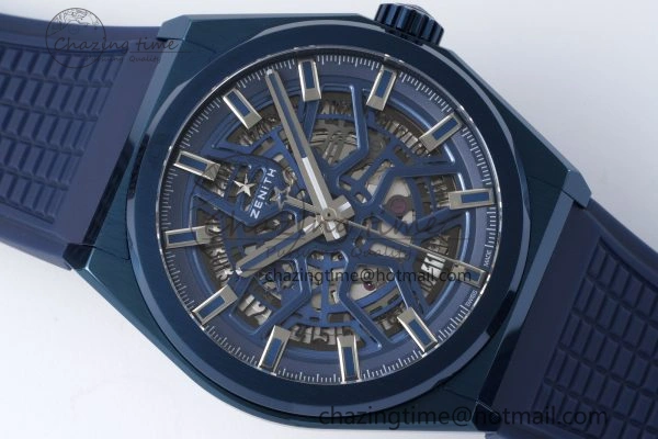 WellDesigned Defy  LF 1:1 Best Edition Skeleton Blue Dial Blue Bezel on Blue Rubber Strap A 10015