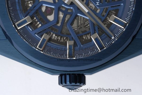 WellDesigned Defy  LF 1:1 Best Edition Skeleton Blue Dial Blue Bezel on Blue Rubber Strap A 10015