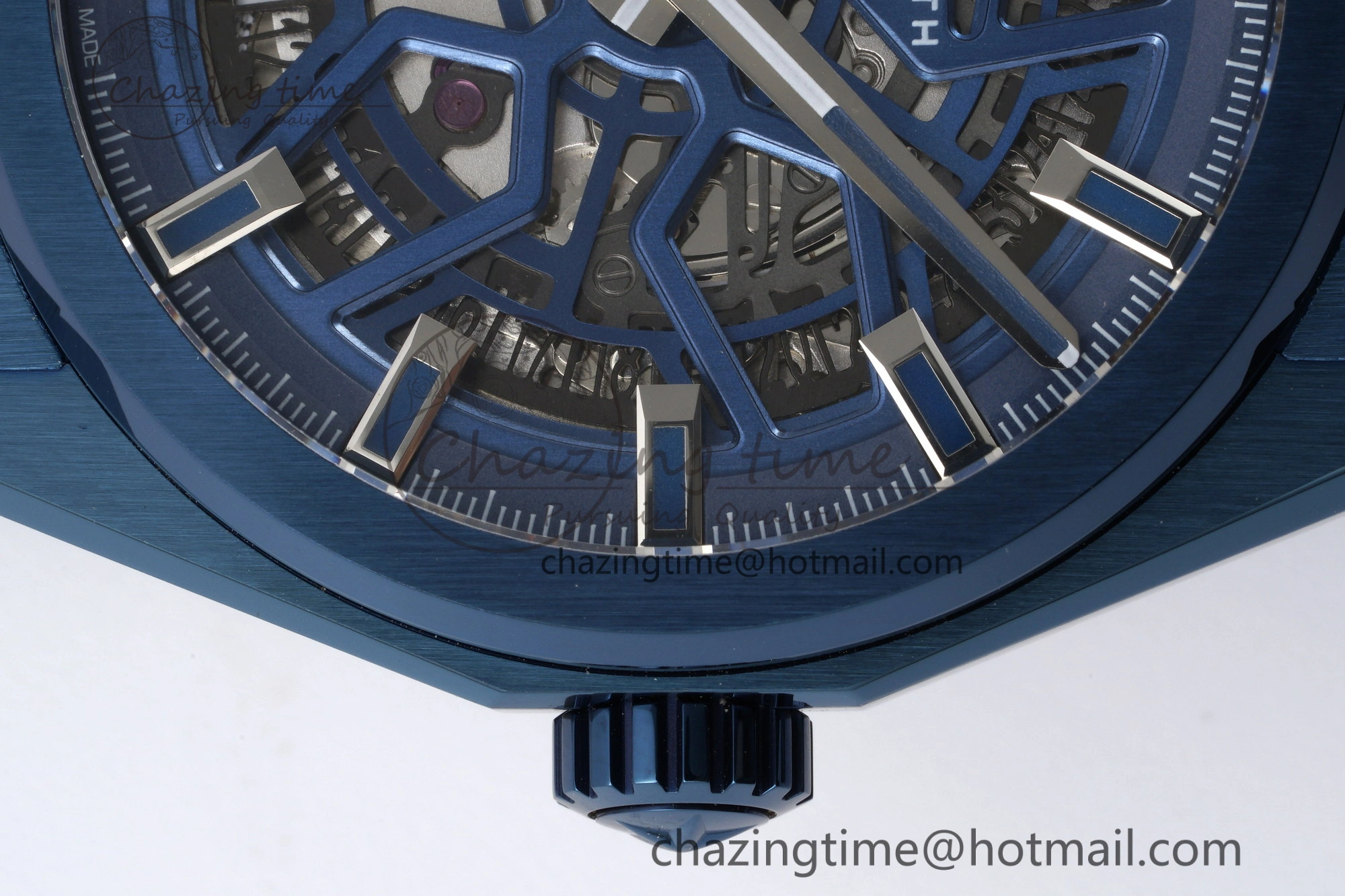 WellDesigned Defy  LF 1:1 Best Edition Skeleton Blue Dial Blue Bezel on Blue Rubber Strap A 10015
