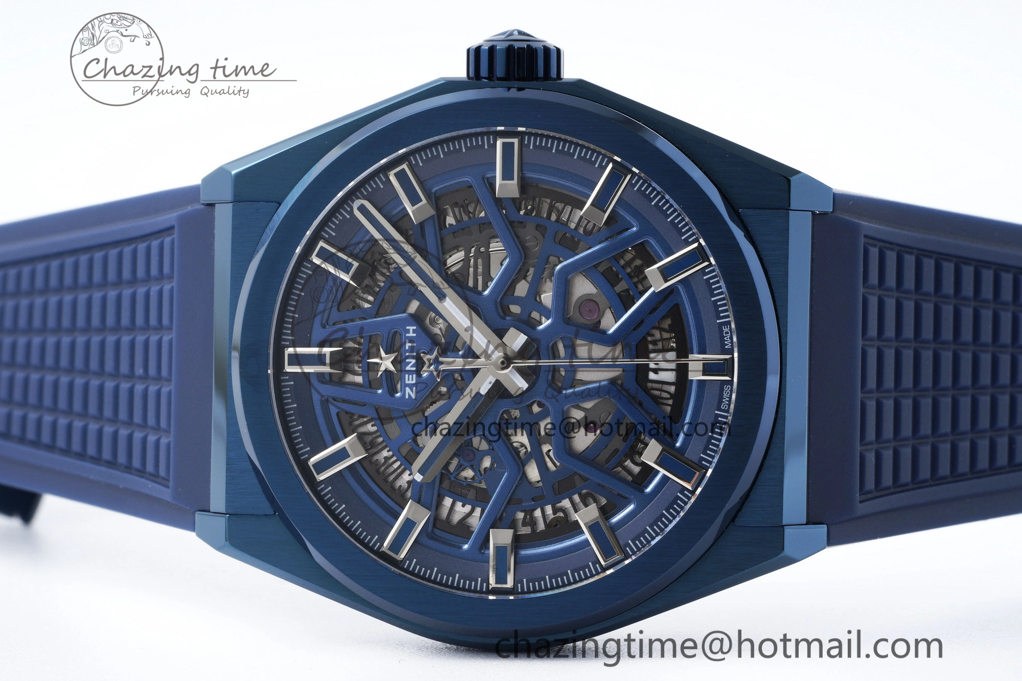 WellDesigned Defy  LF 1:1 Best Edition Skeleton Blue Dial Blue Bezel on Blue Rubber Strap A 10015